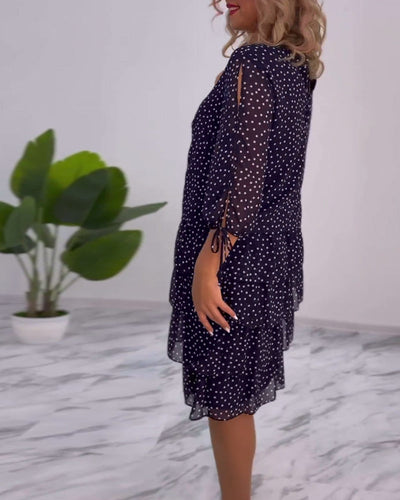 Deborah | Airy dress with polka dot print and pleated skirt