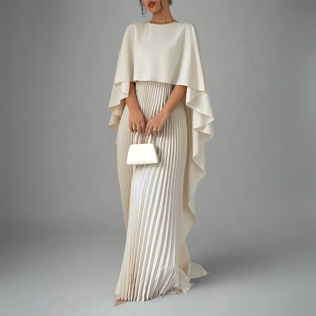 Cape High-Low Maxi Dress