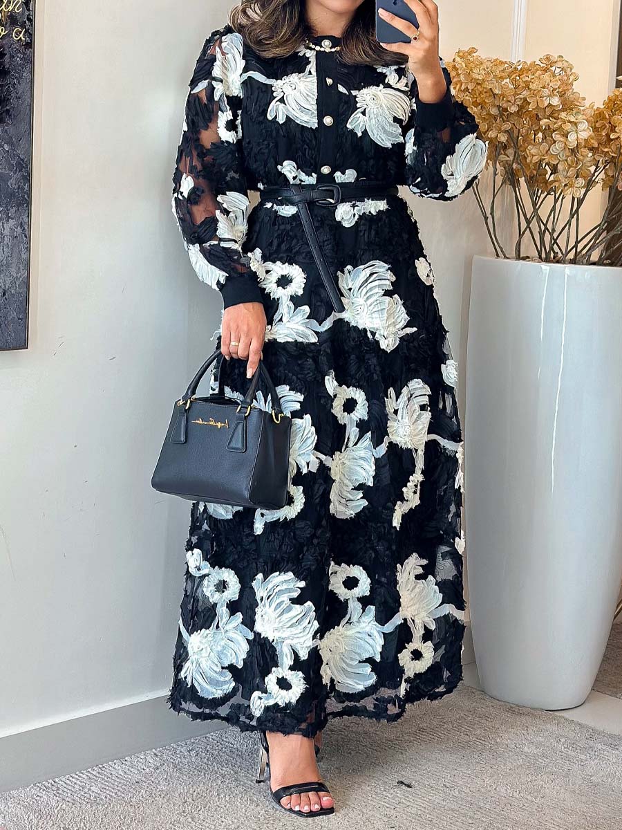 Elegant See-through Sleeve Two Pieces Dress
