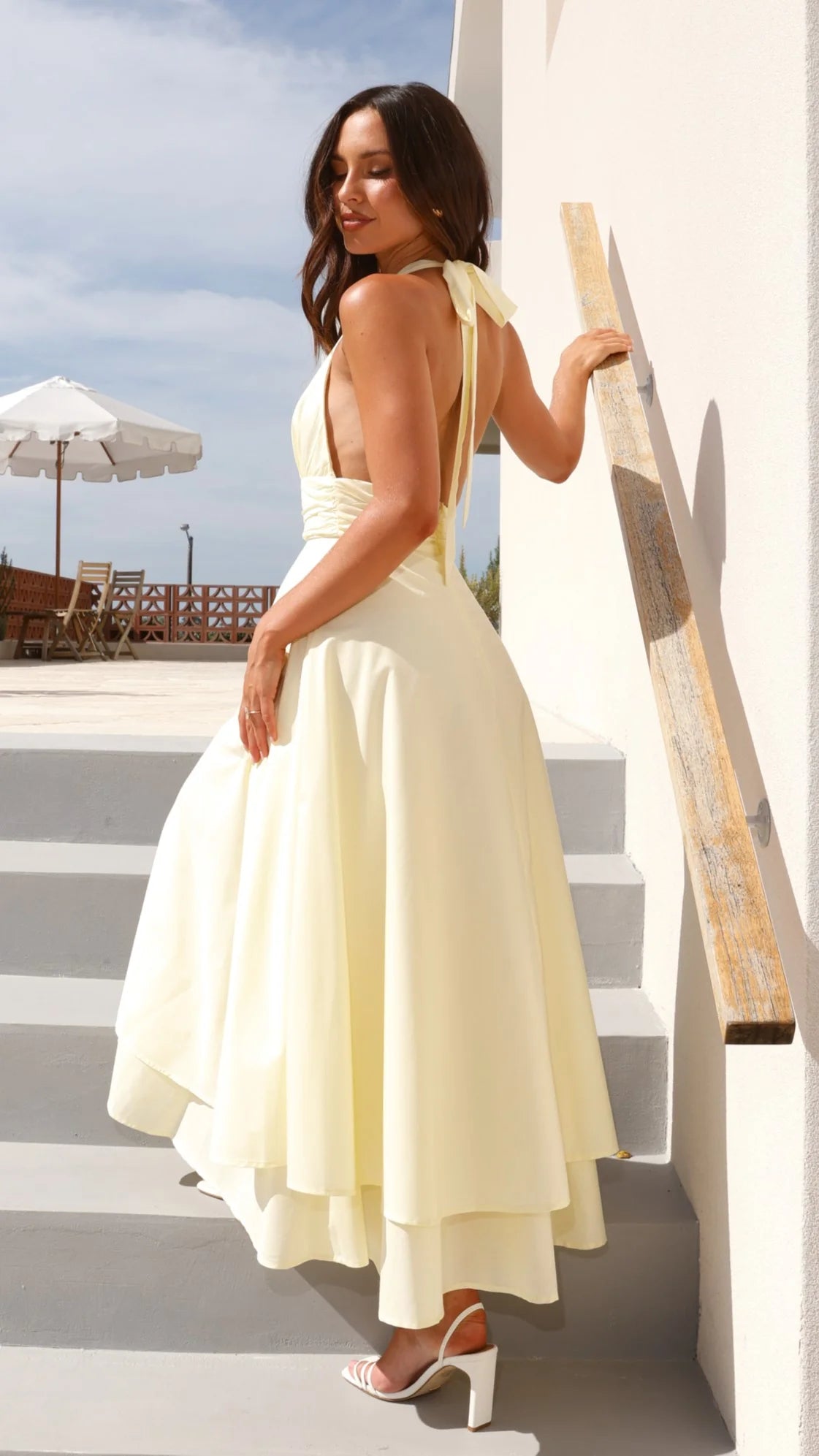 Celeste Halter Neck Maxi Dress - Light Blue