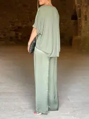 Velora Satin V-Neck Pantsuit