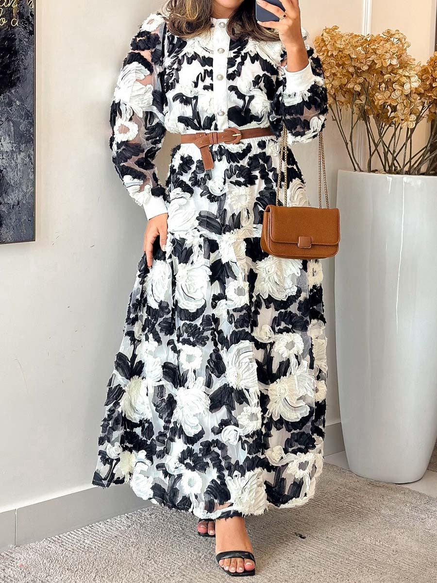 Elegant See-through Sleeve Two Pieces Dress
