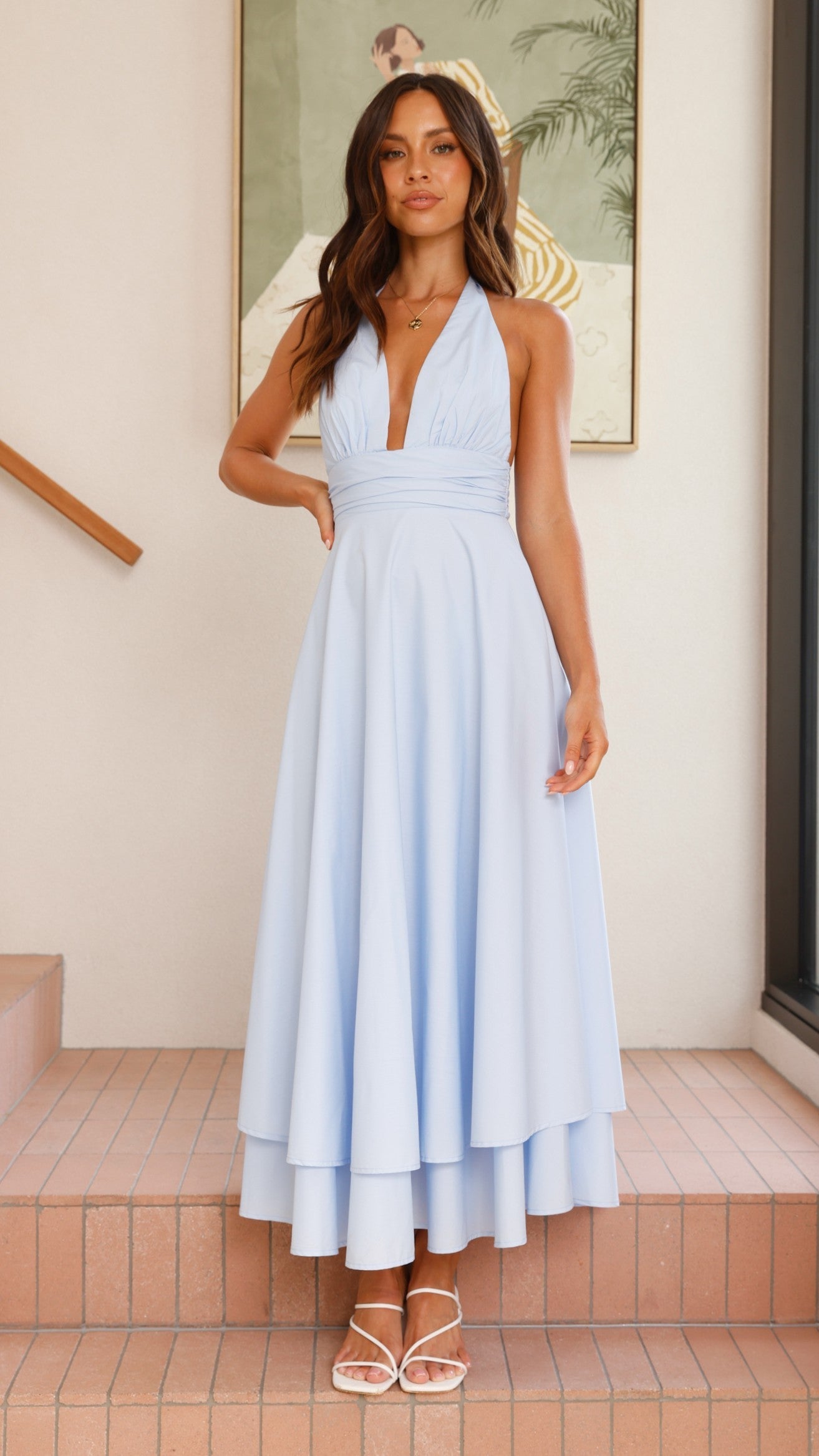 Celeste Halter Neck Maxi Dress - Light Blue