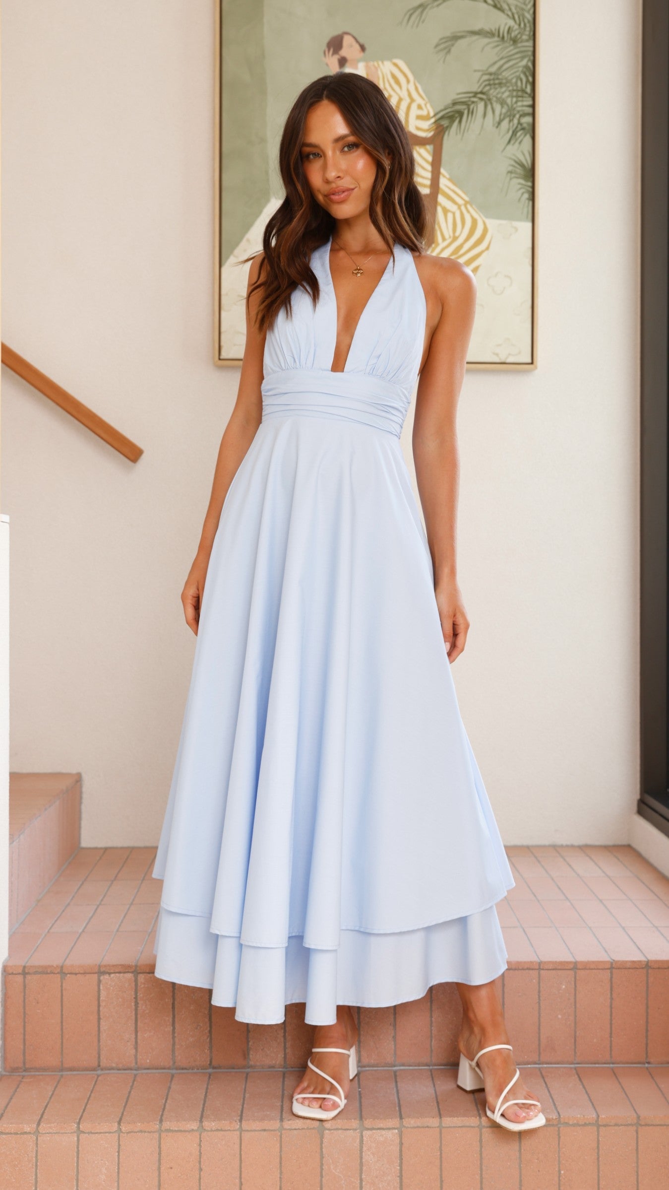 Celeste Halter Neck Maxi Dress - Light Blue
