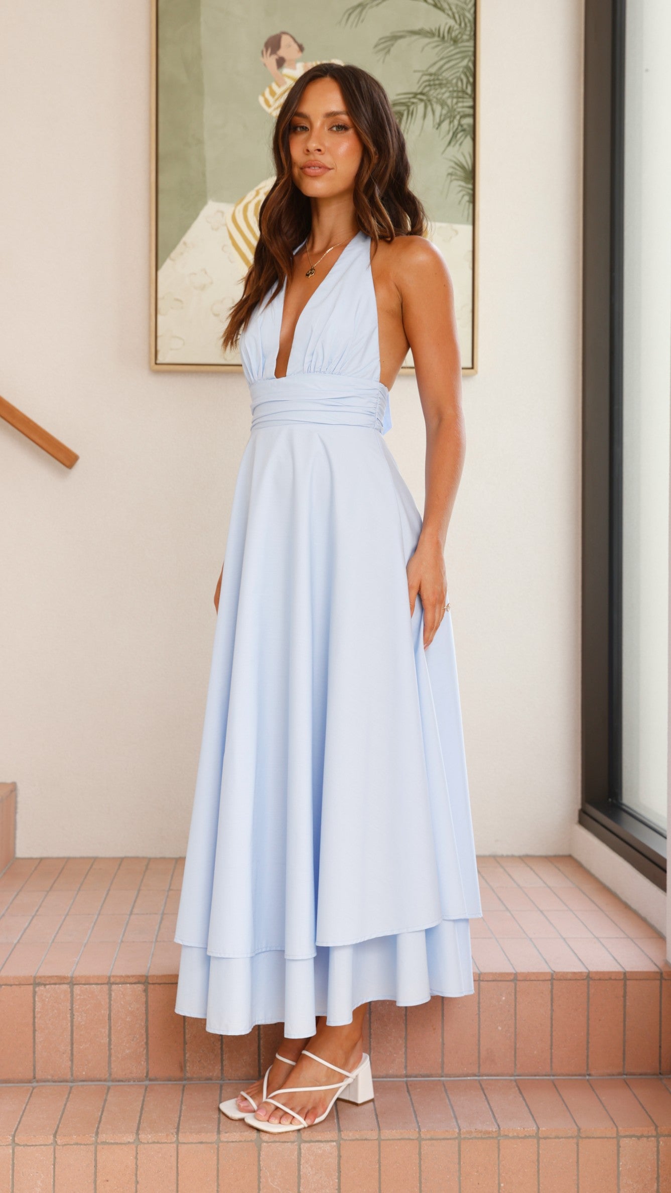 Celeste Halter Neck Maxi Dress - Light Blue