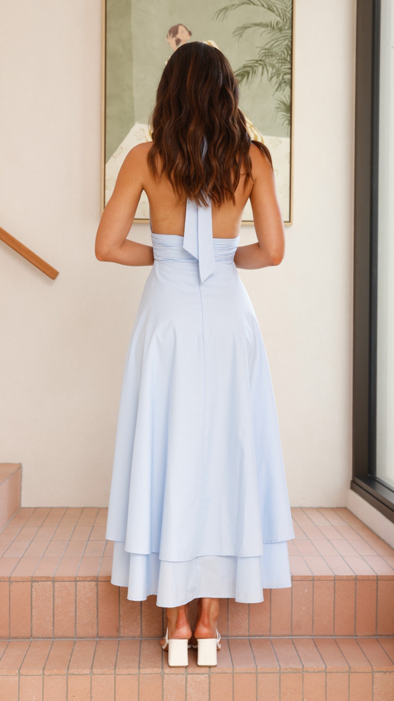 Celeste Halter Neck Maxi Dress - Light Blue