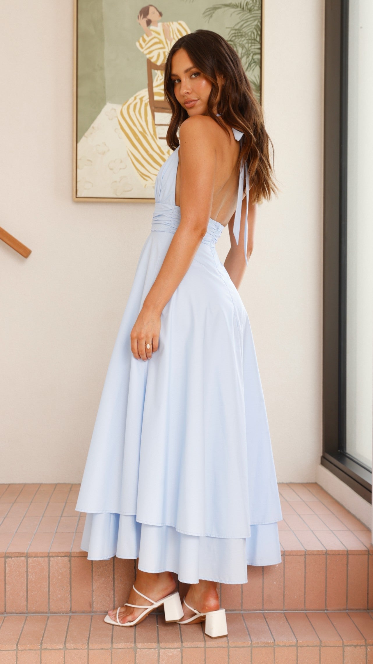 Celeste Halter Neck Maxi Dress - Light Blue