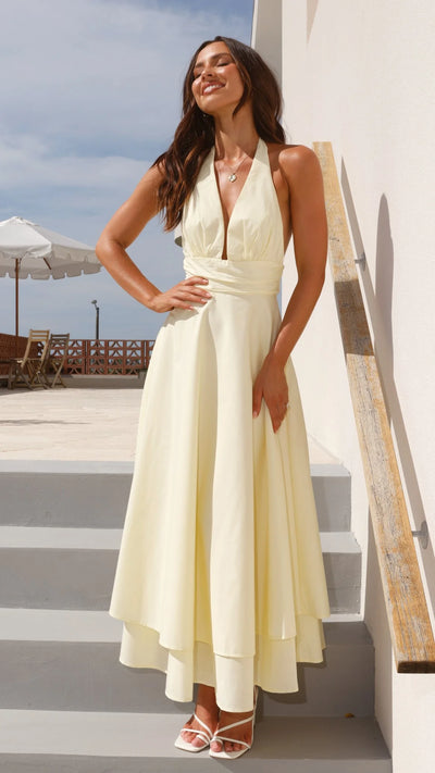 Celeste Halter Neck Maxi Dress - Light Blue