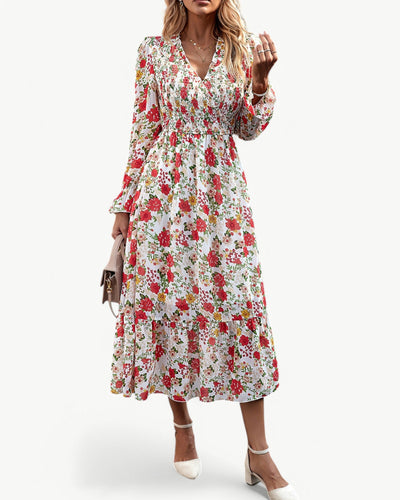 LÉONTINE – Floral midi dress with long sleeves