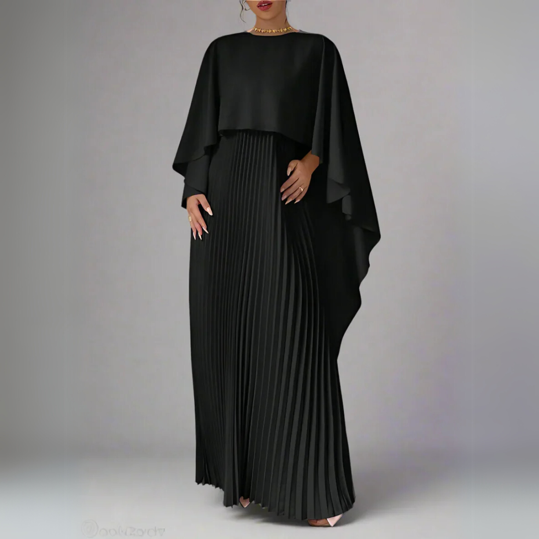 Cape High-Low Maxi Dress