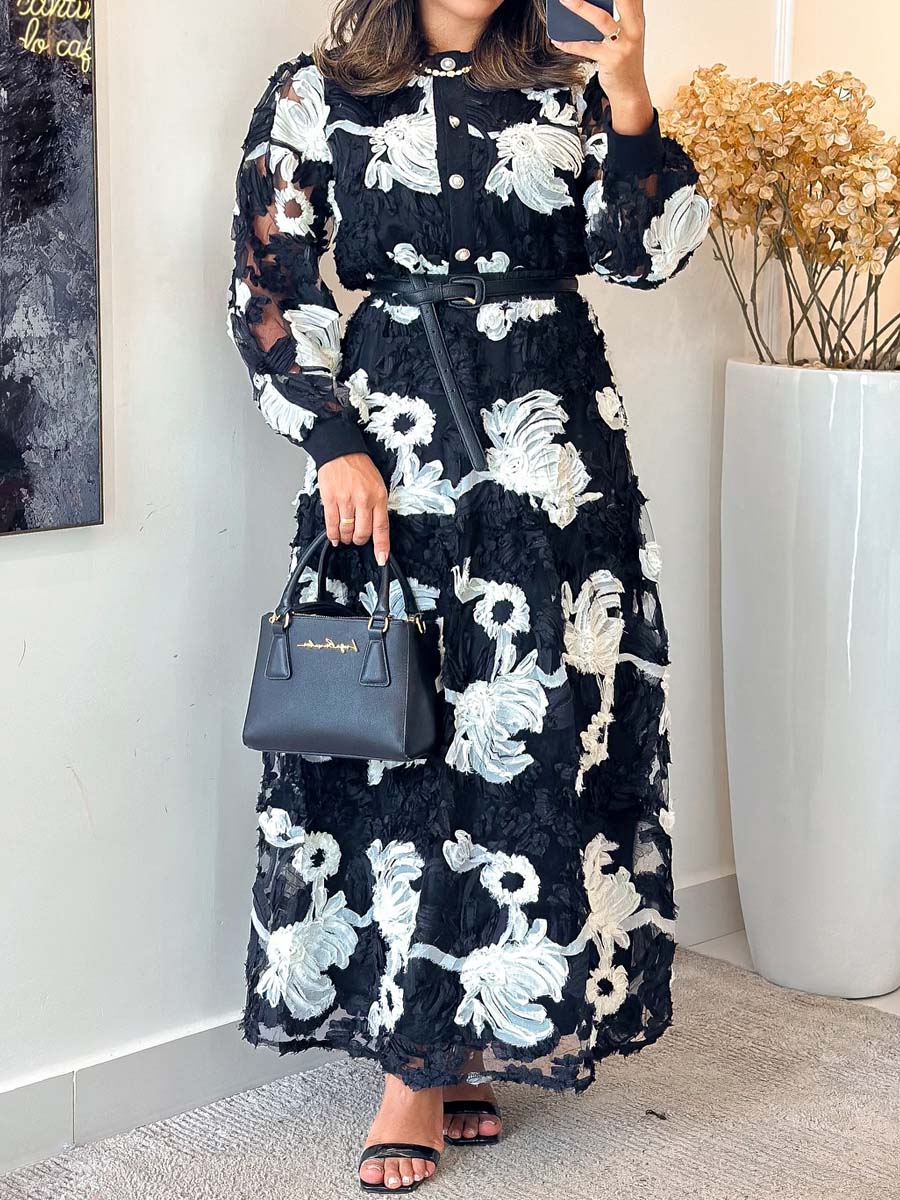 Elegant See-through Sleeve Two Pieces Dress
