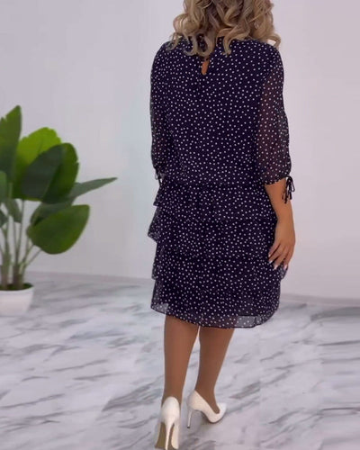 Deborah | Airy dress with polka dot print and pleated skirt