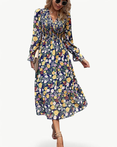 LÉONTINE – Floral midi dress with long sleeves