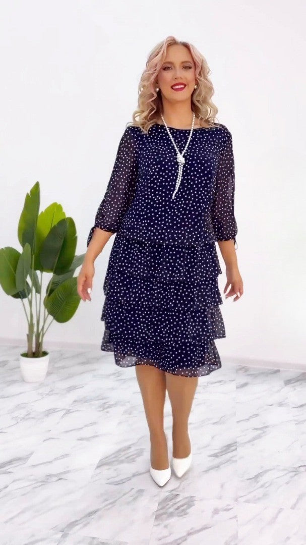 Deborah | Airy dress with polka dot print and pleated skirt