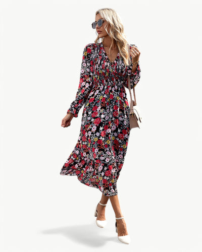 LÉONTINE – Floral midi dress with long sleeves