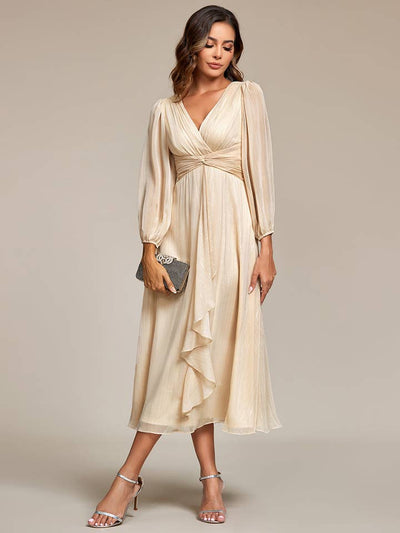 Luminous Chiffon Long Sleeve Dress