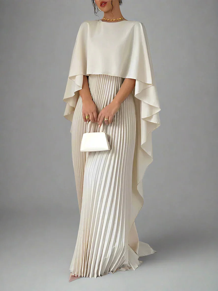 Cape High-Low Maxi Dress