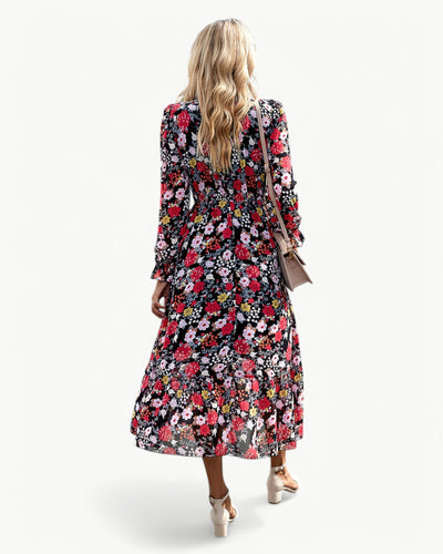 LÉONTINE – Floral midi dress with long sleeves