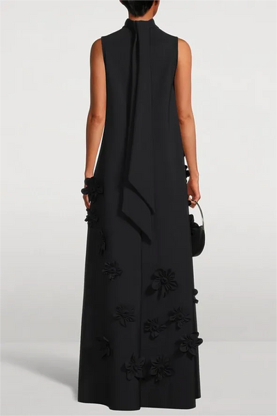 3D Floral High Neck Sleeveless Maxi Dress