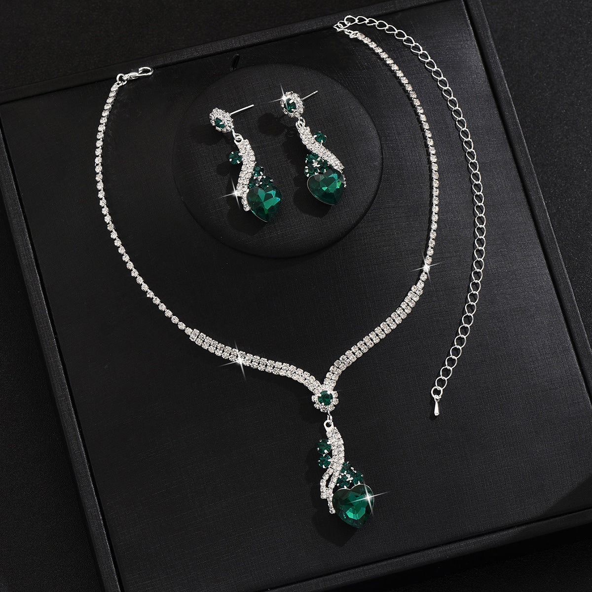 Isabella - Rhinestone Necklace and Earrings Set