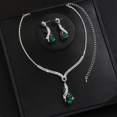 Isabella - Rhinestone Necklace and Earrings Set
