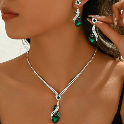 Isabella - Rhinestone Necklace and Earrings Set