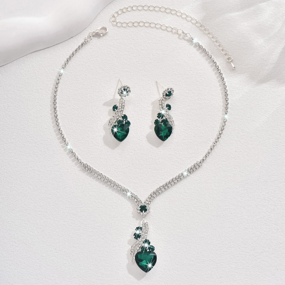 Isabella - Rhinestone Necklace and Earrings Set