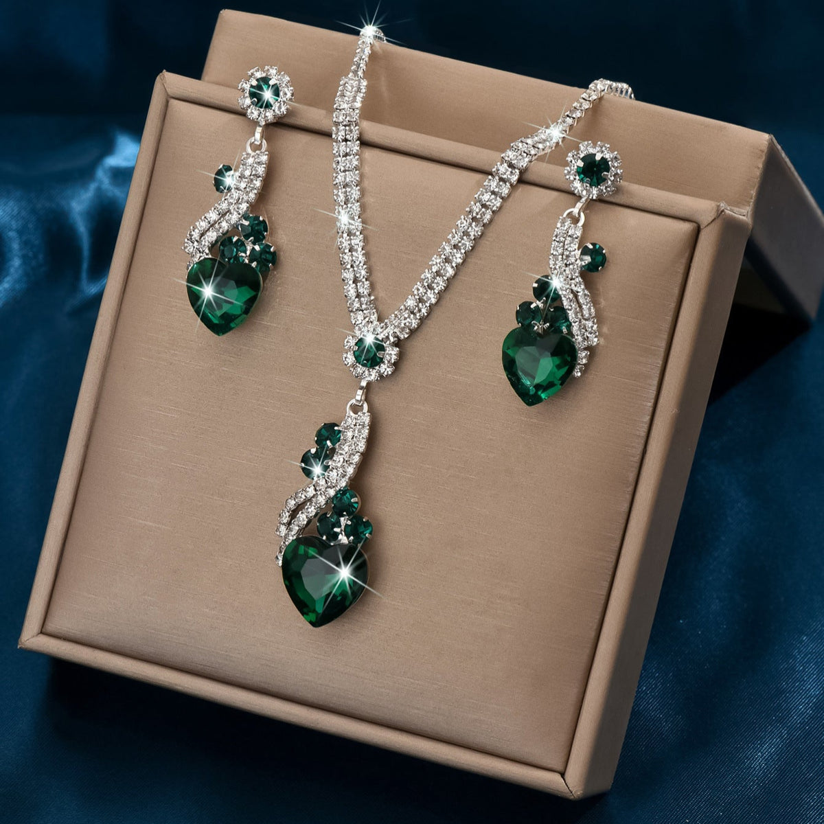 Isabella - Rhinestone Necklace and Earrings Set
