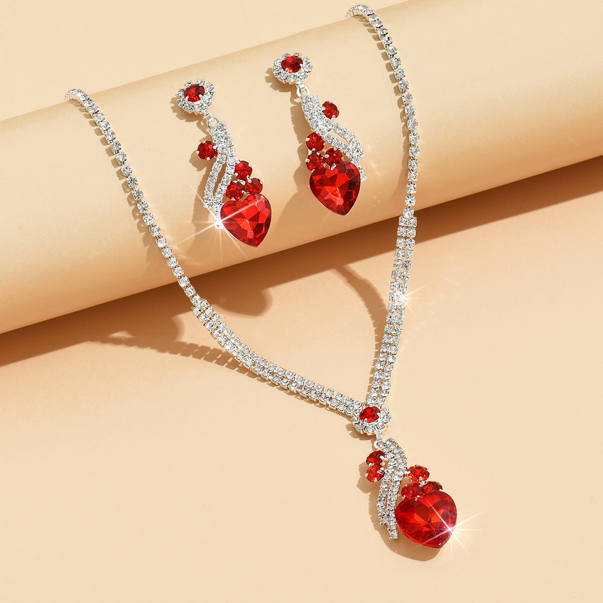 Isabella - Rhinestone Necklace and Earrings Set