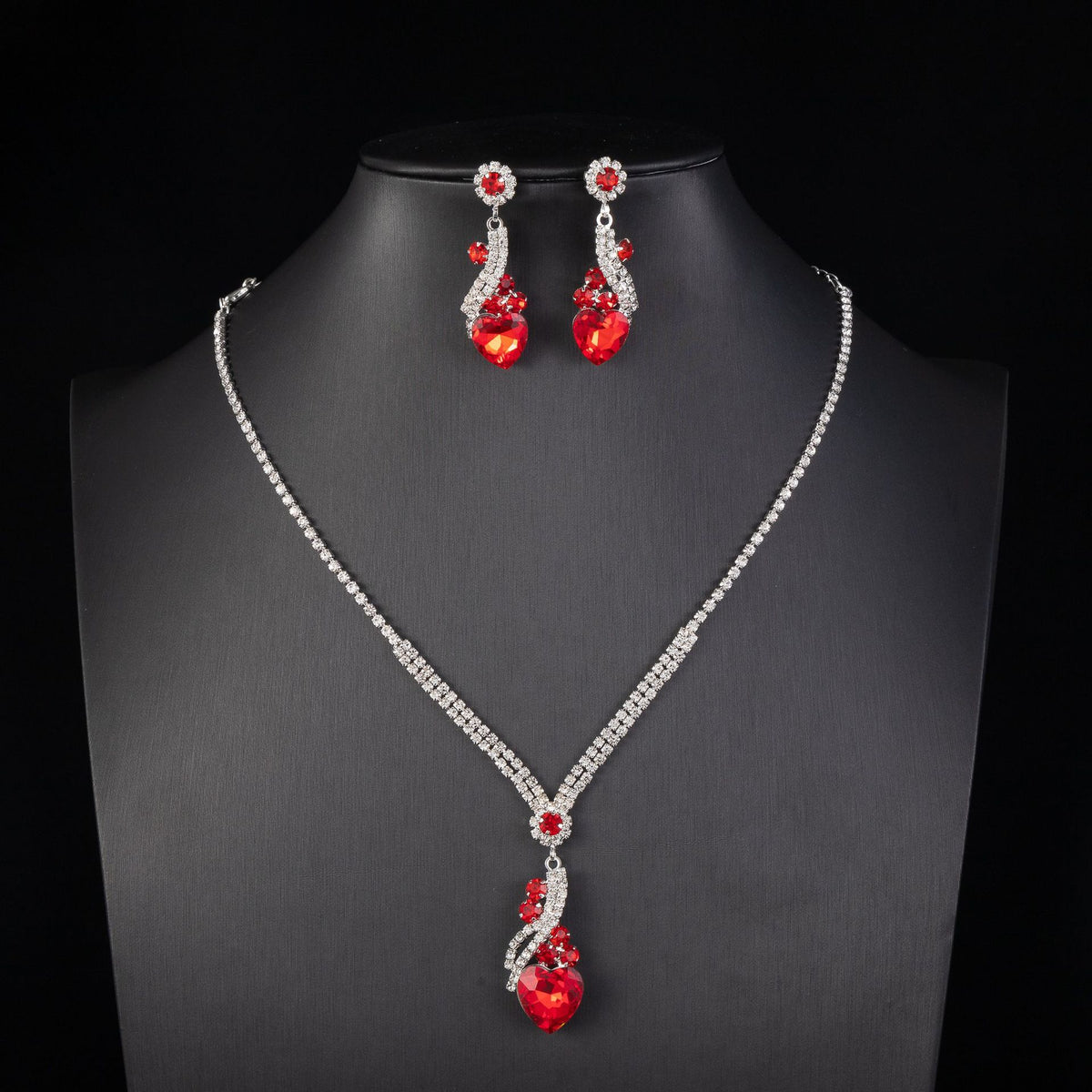 Isabella - Rhinestone Necklace and Earrings Set