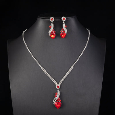 Isabella - Rhinestone Necklace and Earrings Set