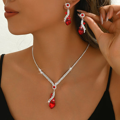 Isabella - Rhinestone Necklace and Earrings Set