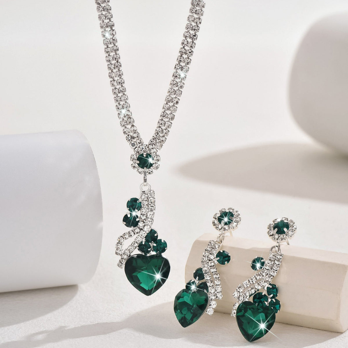 Isabella - Rhinestone Necklace and Earrings Set