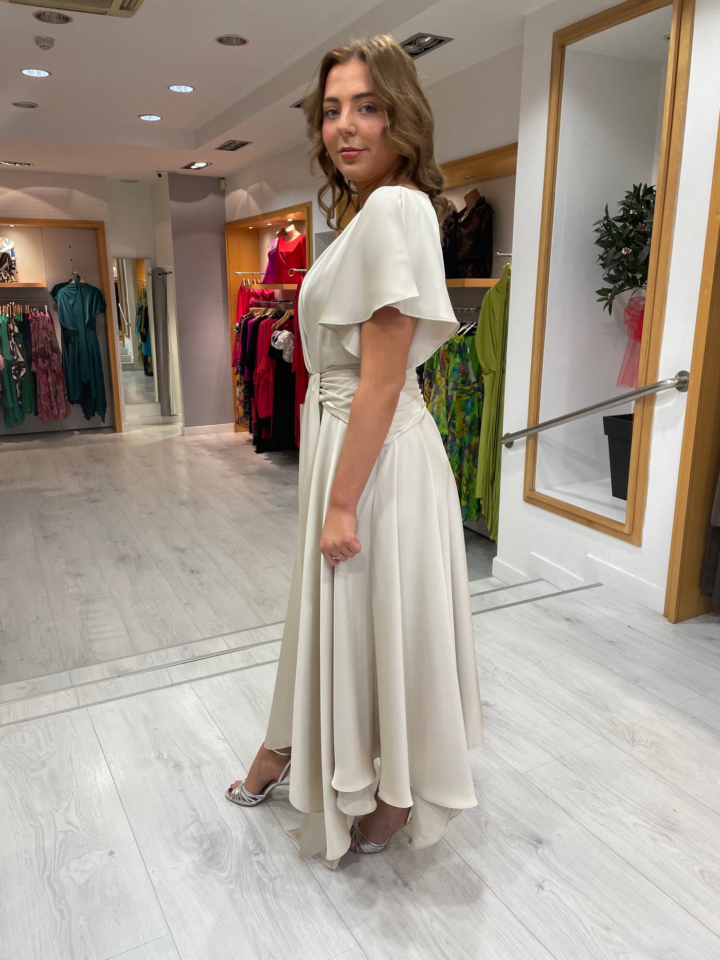 Maisonel Oyster Draped Skirt Dress