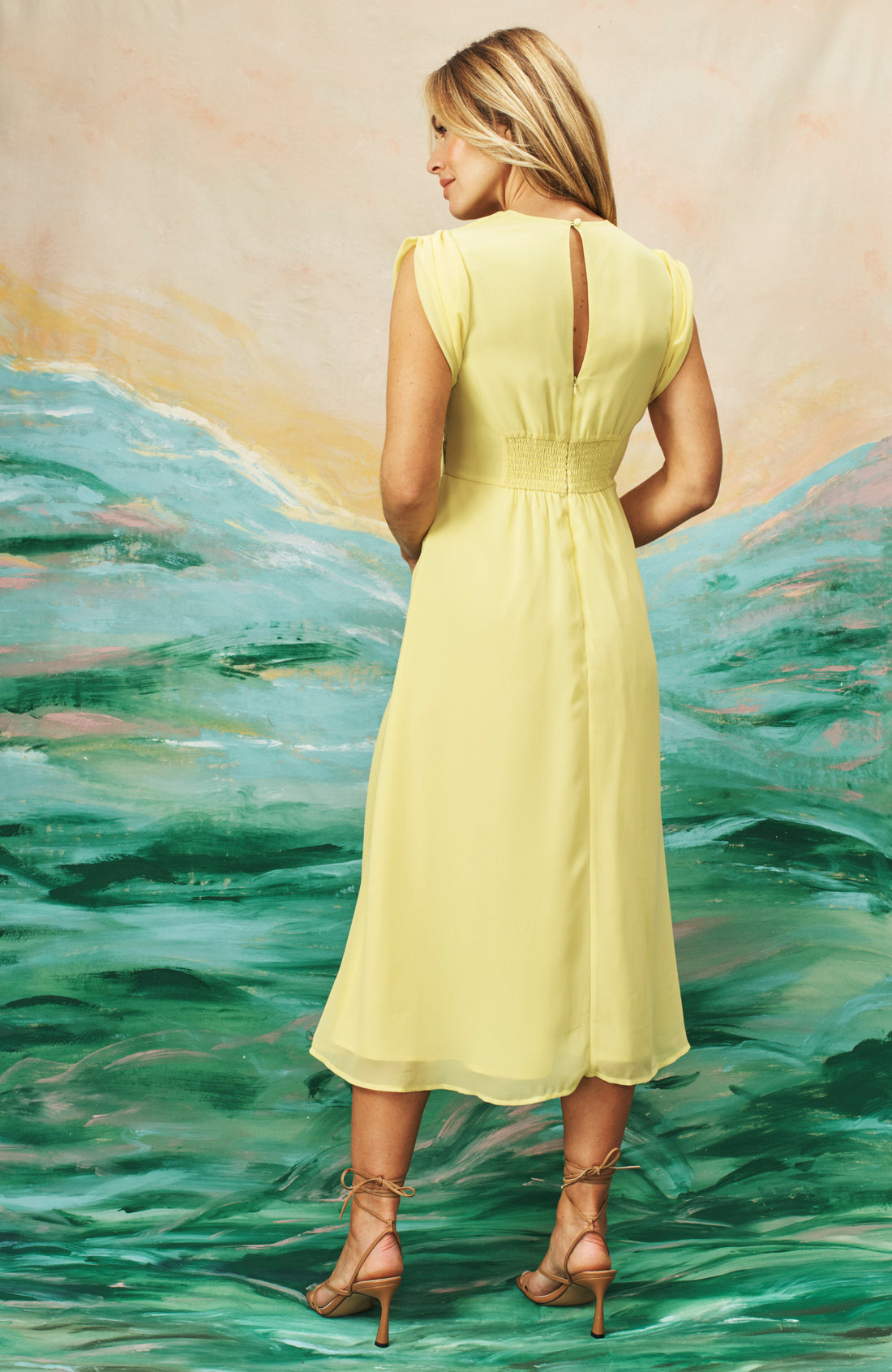 The Buttercup Embroidered Front Button Midi Dress