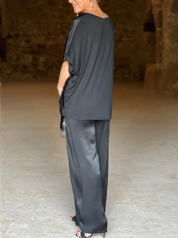 Velora Satin V-Neck Pantsuit