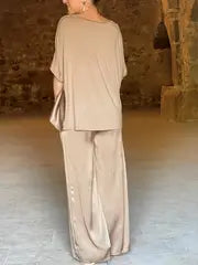 Velora Satin V-Neck Pantsuit