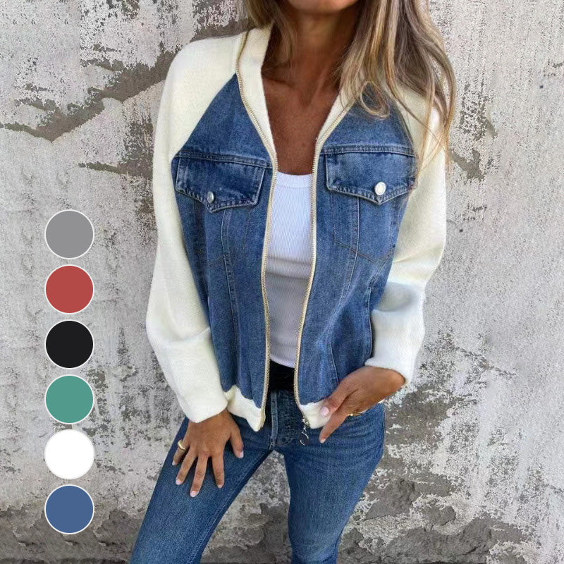 New fashionable creative denim splicing jacket for women
