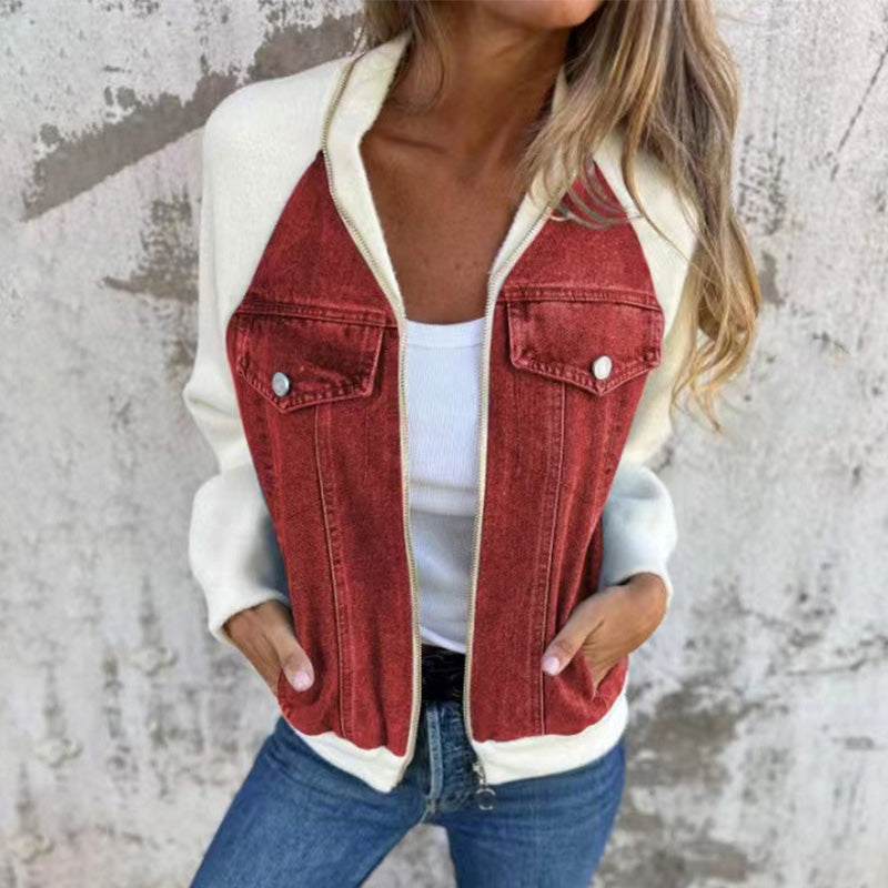 New fashionable creative denim splicing jacket for women