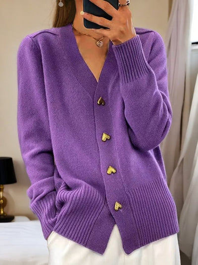 Lovella™ | Heart-Button Cardigan