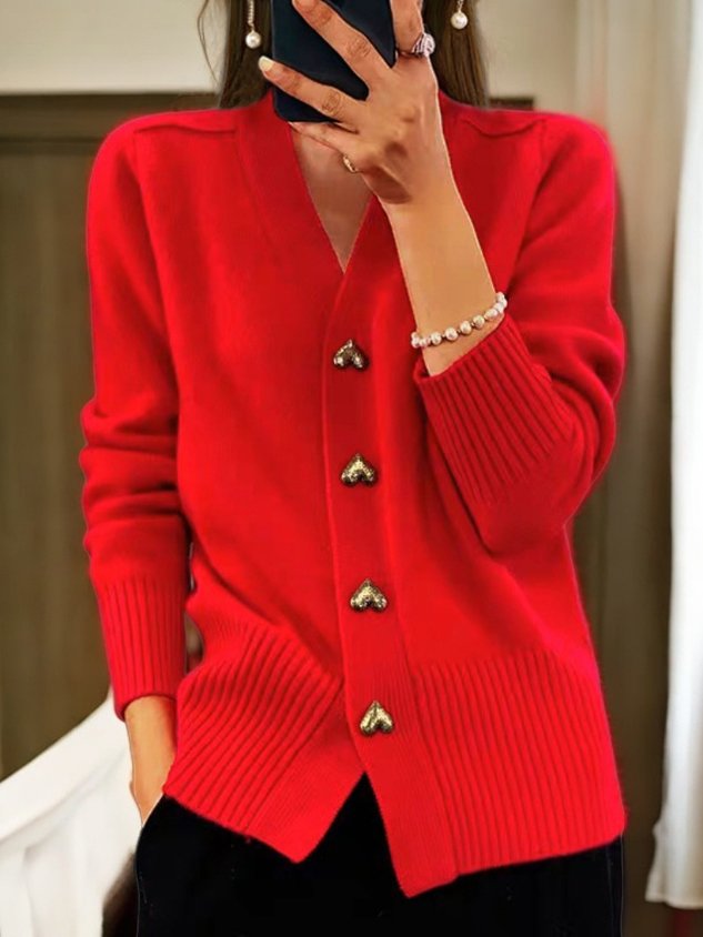 Lovella™ | Heart-Button Cardigan