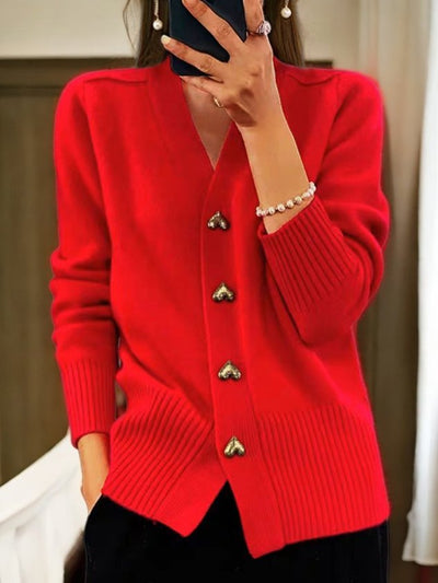Lovella™ | Heart-Button Cardigan