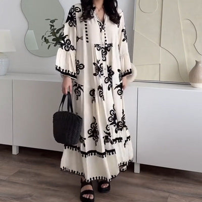 Women's Loose Fit Ruffle Hem Breathable Linen Midi Dress