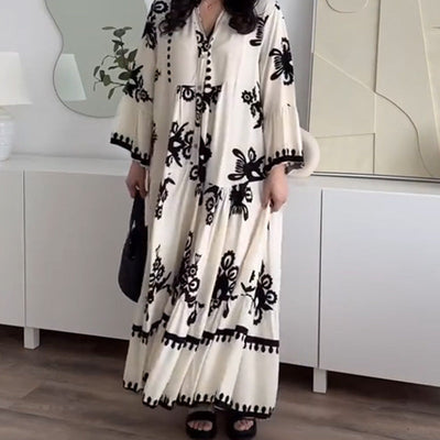 Women's Loose Fit Ruffle Hem Breathable Linen Midi Dress