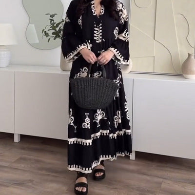Women's Loose Fit Ruffle Hem Breathable Linen Midi Dress