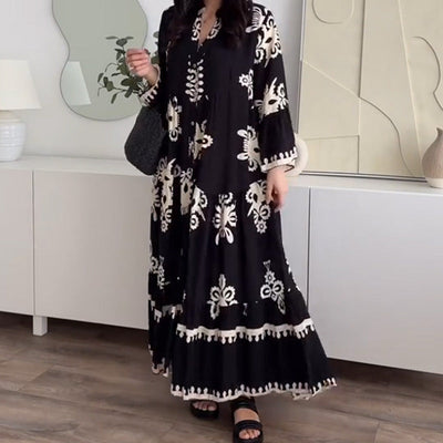 Women's Loose Fit Ruffle Hem Breathable Linen Midi Dress