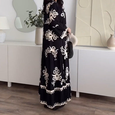 Women's Loose Fit Ruffle Hem Breathable Linen Midi Dress