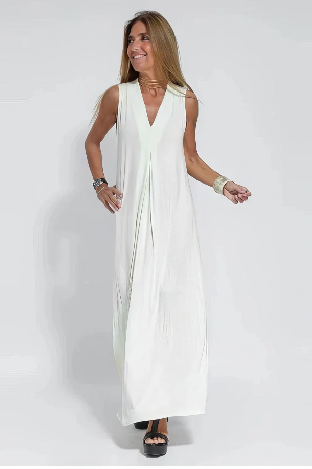 Elegant long dress + matching cardigan FREE